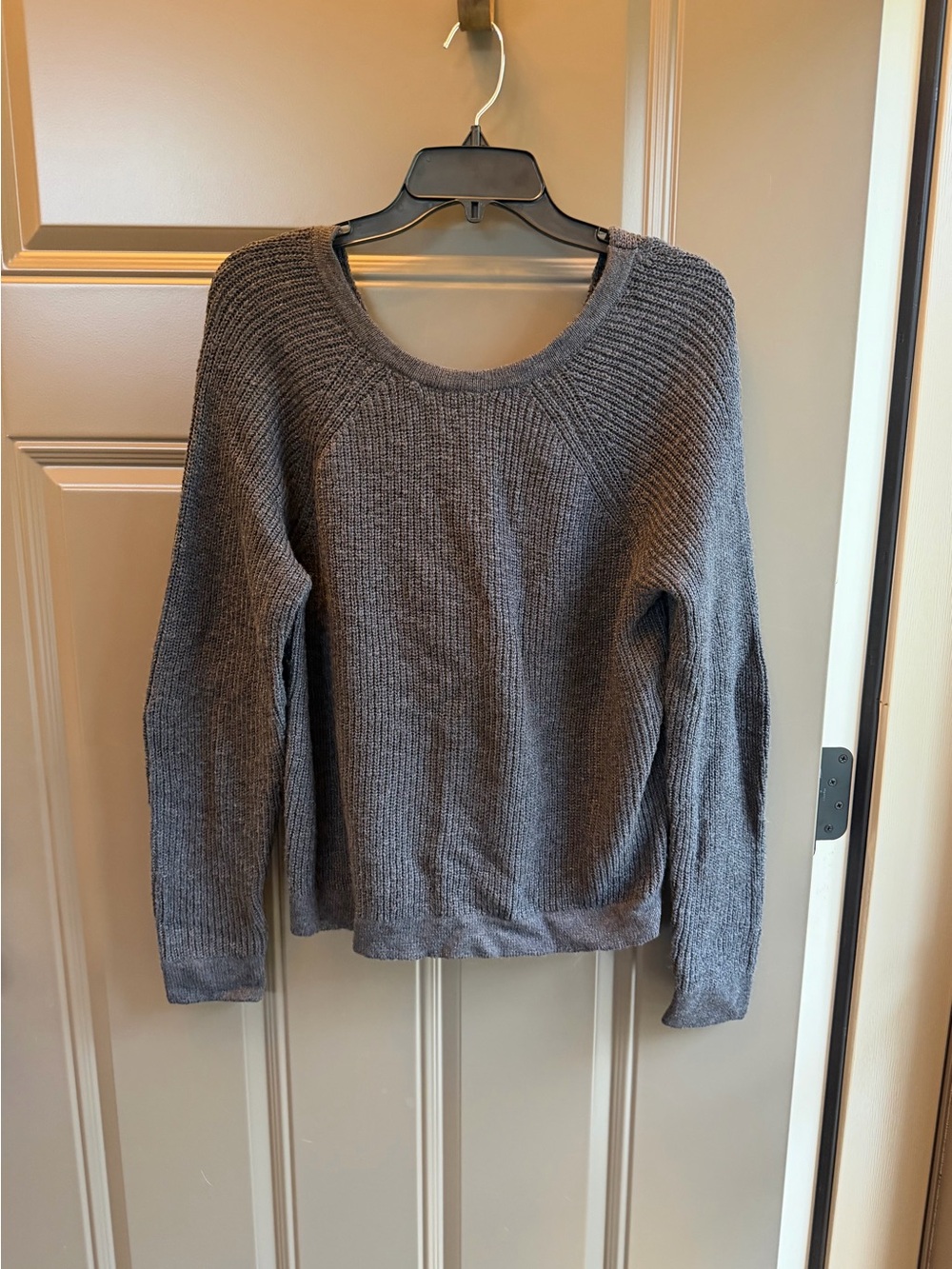 Aerie Women's Gray Knit Crewneck Sweater with Twist Back, Size S